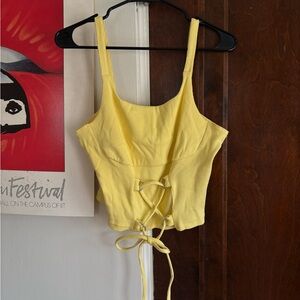 NWT Ragged Priest Yellow Lace Up Corset Tank Top